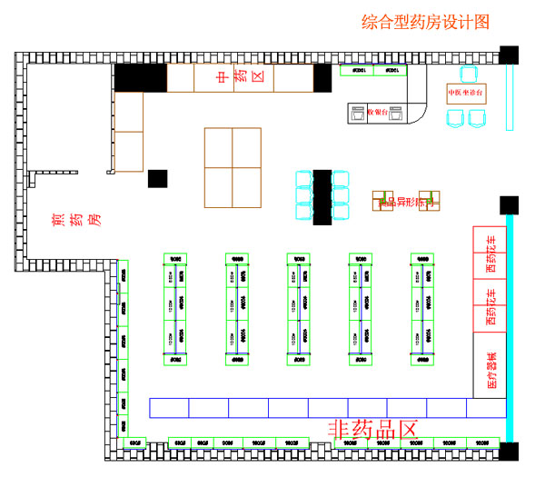 綜合性藥店平面設(shè)計(jì)圖